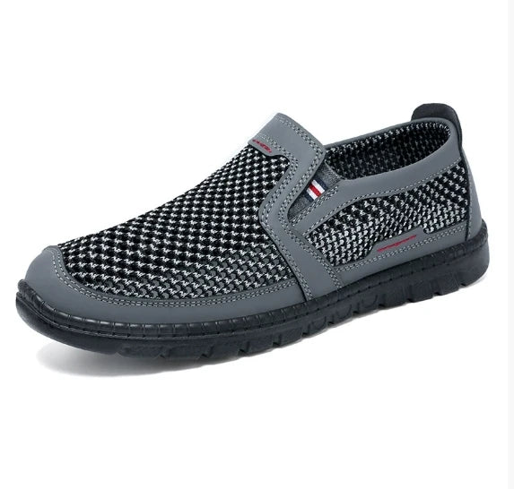 Men's Mesh Breathable Slip-On Flat Shoes | Sizes 39–47 Men's Slip-On Shoes Vue B-W1901-Grey 43