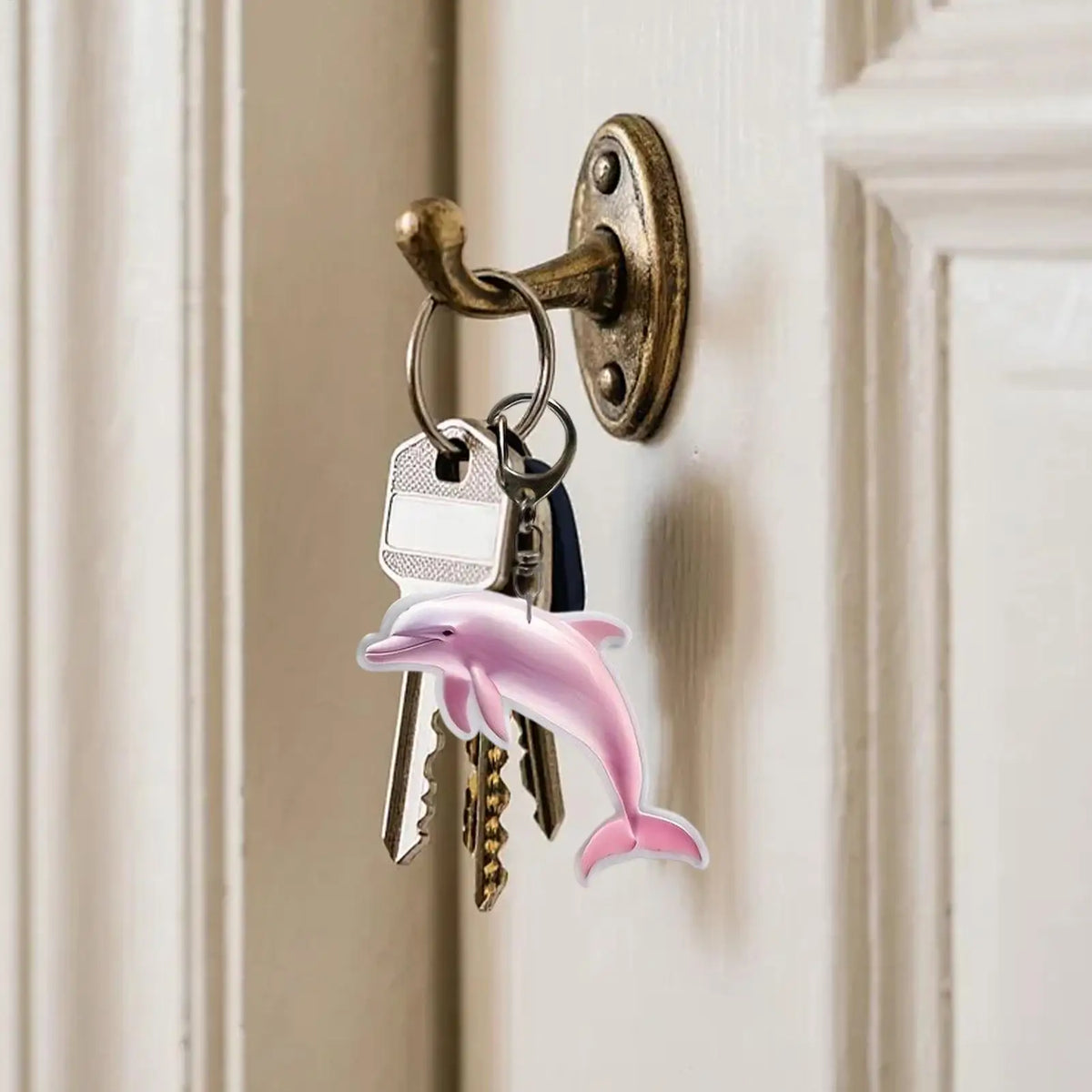 Cartoon Dolphin Key Chain, 2D Flat Acrylic Bag Charm, Cute Backpack Pendant Decor for Women Men Boys Girls School Travel Office Vue