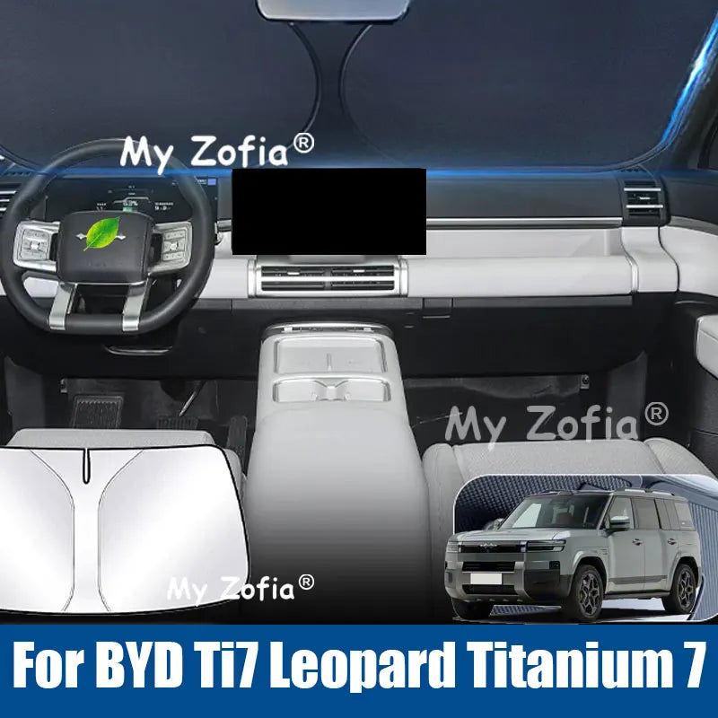 Car Windshield Sun Shade Insulation Protector Front Window Sunshade Auto Accessories for BYD Ti7 Leopard Titanium 7 2025 2026 Vue