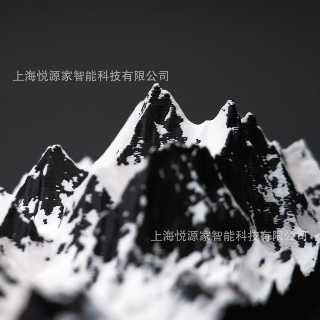3D Printed Mount Topographic Model Snowy Mountain Desktop Display For Travelers Collectors Photo Prop Christmas Vue A1