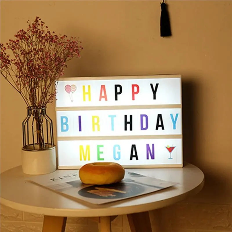 ABKW-2X Cinema Light Box Personalized Neon Signs, Warm White Leds Lightbox With Letters, Numbers, Symbols Vue