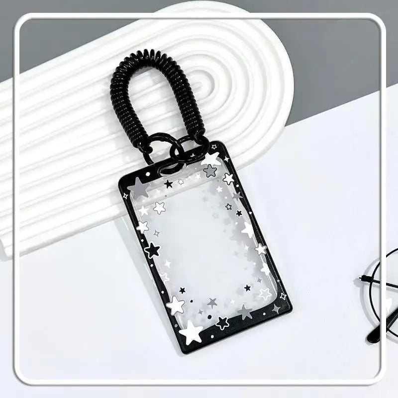 Star Sliding Cover Card Holder Transparent Portable ID Protector Kpop Photocard Photo Case Student School Card Bus Card Holder Vue A11