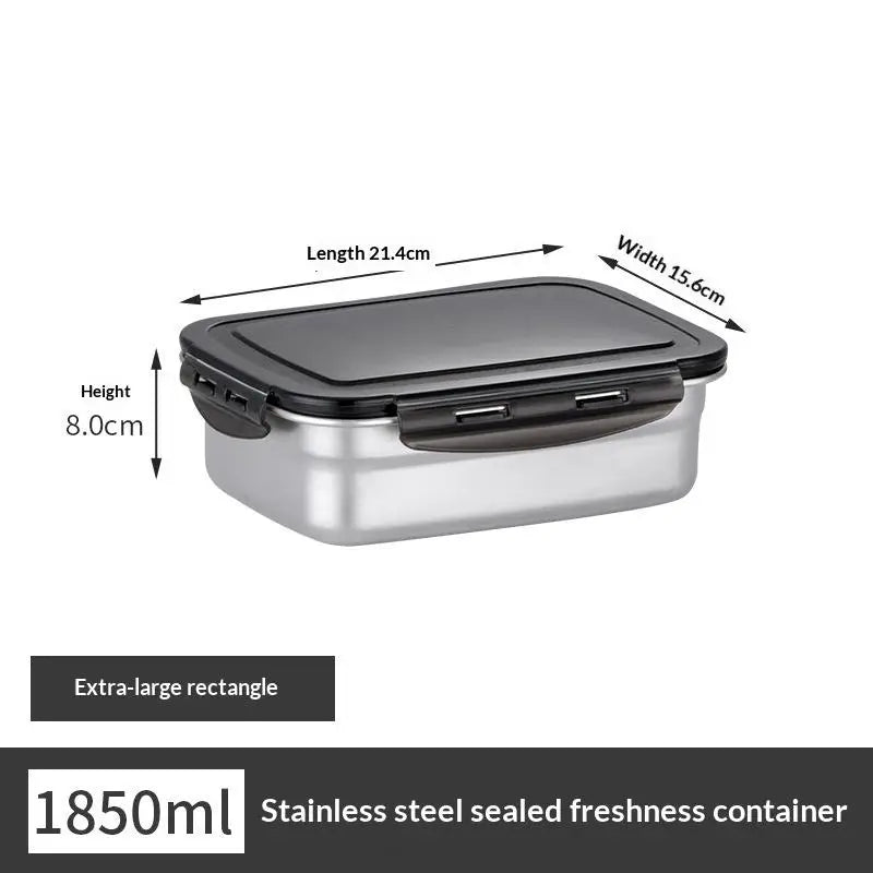 Stainless Steel Food Container Fresh Keeping Box Sealed Lid Crisper Vue 1850ml