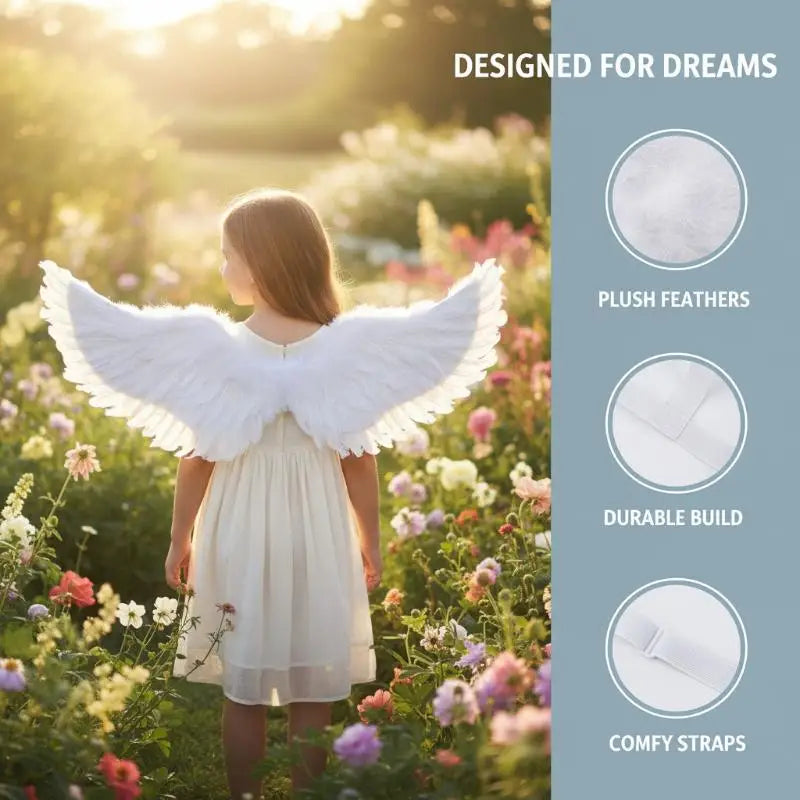 Swallow Shape White Angel Wings Elastic Straps Kids Party Cosplay