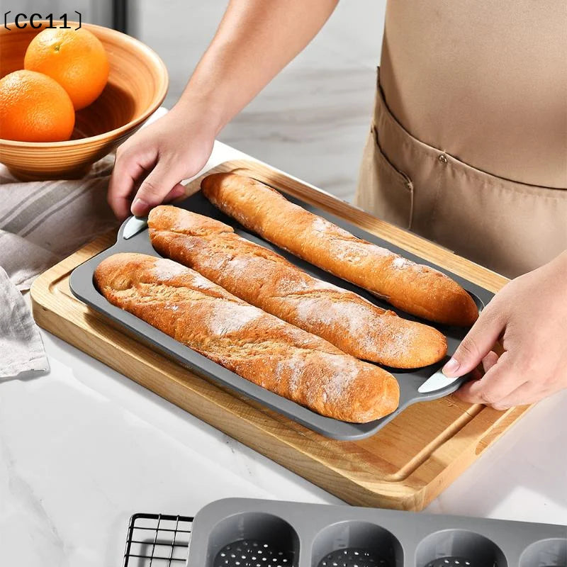 Silicone Baking Mold 3 & 8 Grid Nonstick Loaf Pan Resistant Bakeware For Homemade Bread Sausage Roasting〔CC11〕 Vue