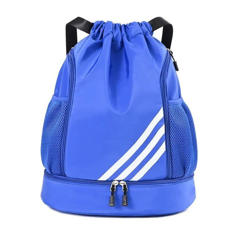 Waterproof Fitness Bag Lightweight Climbing Backpack Outdoor Large Capacity Sports Bag Multi-functional Drawstring Shoulder Bag Vue blue