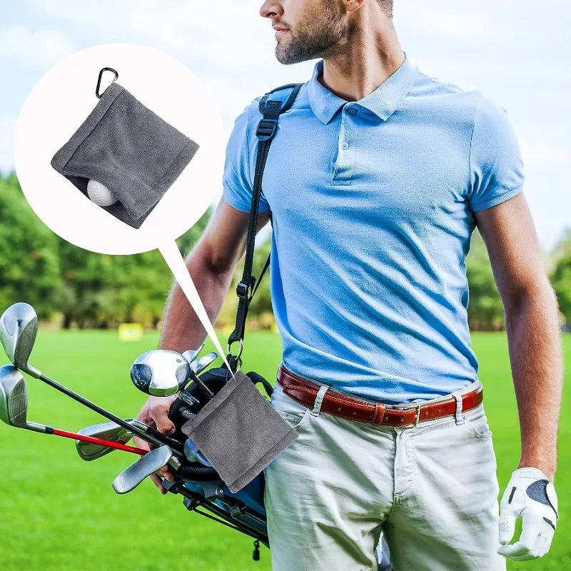 2 Pcs Golf Ball Cleaning Towel,with Snap Hook, 5Inch Microfiber Amphibian Wet and Dry, for Bags Course Exercise Gym Men Women Vue