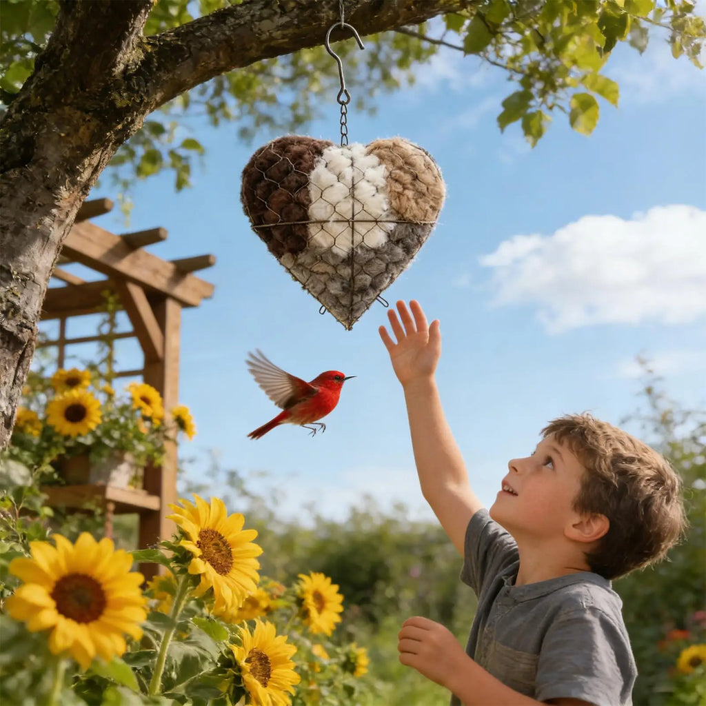Bird Nesting Heart Refillable Hangable Outdoor Holder Fiber Bird Nesting Material for Parakeet Hummingbird Cockatiel Canary Vue