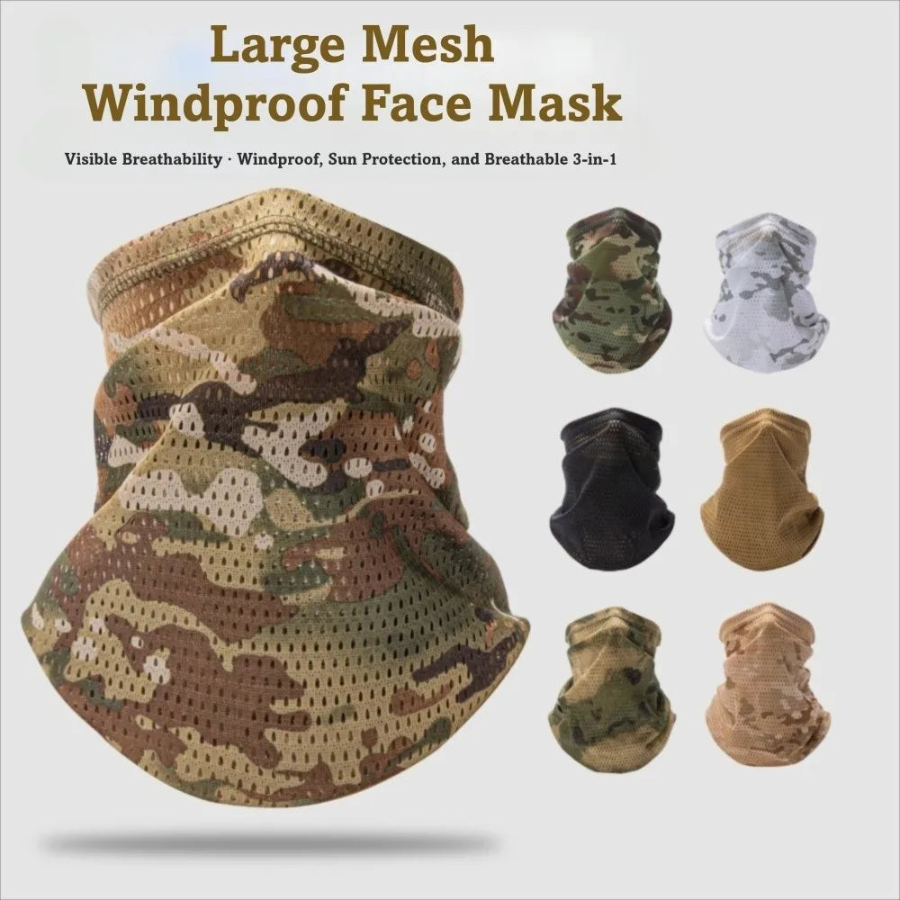 Multi-Functional Large Mesh Holes Face Towel Stretchy Fabric Neck Gaiter Quick Dry Breathable Sunshade Collar Outdoor Sports Vue