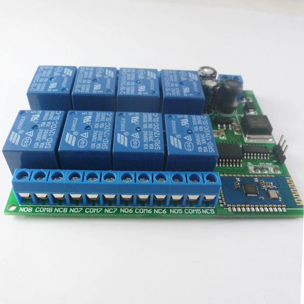 BT21A08 DC 12V 8 Channel Android Phone Bluetooth-compatible Compatible Control Relay Module for Smart Home LED Lighting System Vue