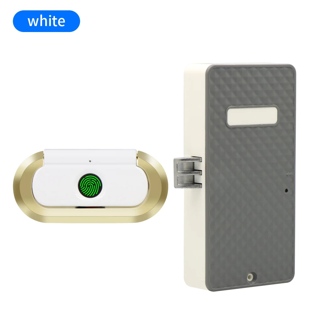 Fingerprint Smart Drawer Cabinet Lock Invisible Keyless Unlock Furniture Locker Safe Electronic Fingerprint Sensor Cabinet Lock Vue ES832S-White