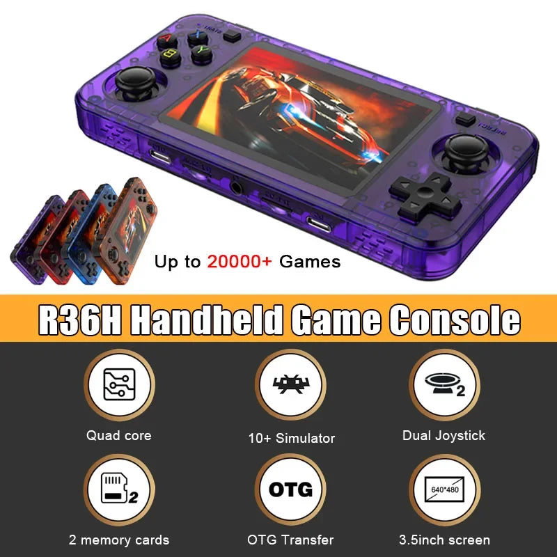 R36H Retro Handheld Console Open-Source Linux System Game Consoles 3.5 inch IPS Screen Portable Video Player For Children's Gift Vue