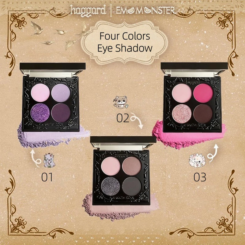 Haggard Emo Monster Series Four-Color Eyeshadow Palette,Long-Lasting Pigmentation,Multi-Texture Combination,Luxury Makeup Vue