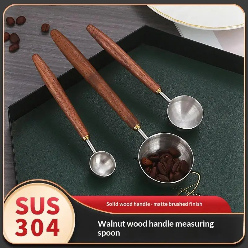 Wood Handle Stainless Steel Coffee Scoop Tablespoon Accurate Measuring Spoon for Coffee Beans Powder Home Cafe Use Vue