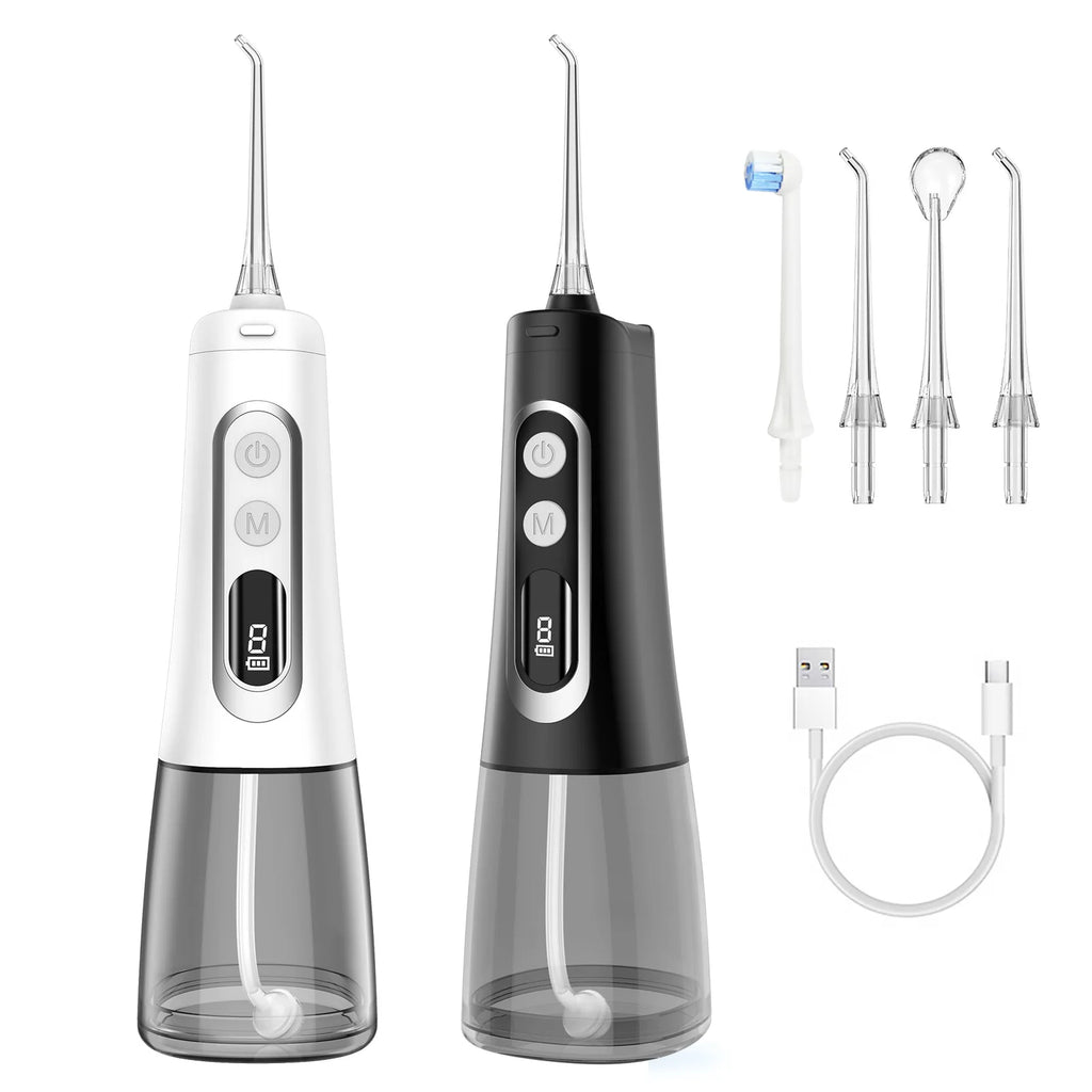 Portable Oral Irrigator Water Flosser Rechargeable USB Dental Jet with 9 Modes 300ML Tank IPX7 Waterproof Mouth Washing Machine Vue