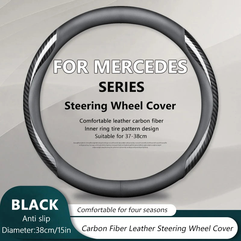 Artificial Leather Anti-slip Sweatproof Car Steering Wheel Cover For Mercedes Benz B/C/E/S Class A Class C200L GLC GLK CLA Vue