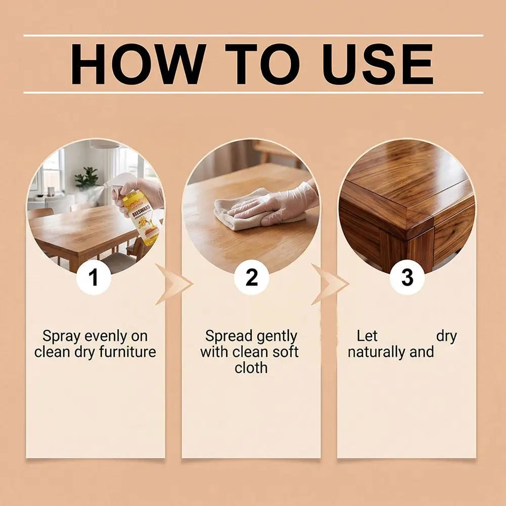 Wooden Furniture Maintenance Floor Cleaner 120ml Beeswax Essential Oil Wax Renovation Brightening Household Wood Polishing Spray Vue