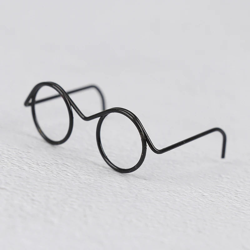 10Pcs Retro Round Frame Doll Glasses Lensless Fashion Cool Eyeglasses for 30cm Doll Decoration Vue