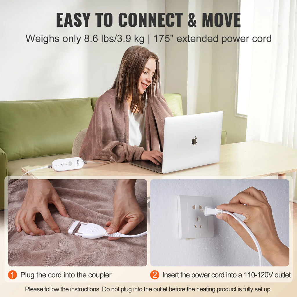 VEVOR King Electric Heated Blanket 100x90" | 5 Heat Levels & Timer Electric Heated Blanket Vue