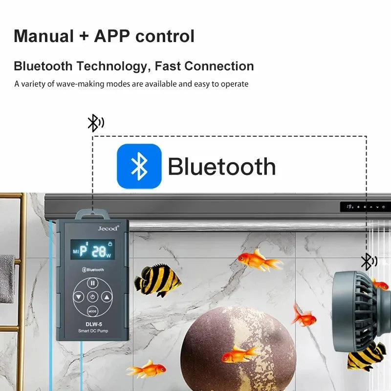 Jebao Jecod Smart Bluetooth Aquarium Wave Pump DLW DWP Series App Control DC Saltwater Fish Tank Intelligent Mute Water Pump Vue