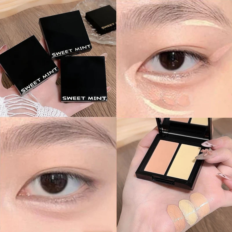 SWEET MINT Two-color Waterproof Concealer Palette Long Lasting Moisturizing Natural Creamy Texture Covers Blemishes Dark Circles Vue