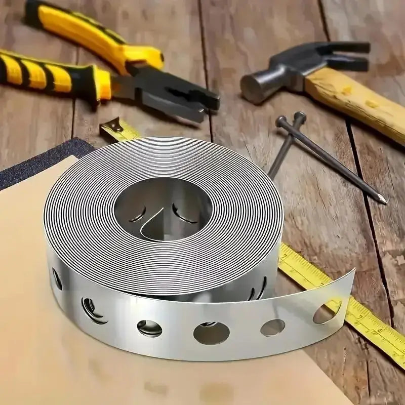 1 Roll Galvanized Iron Tape Pre-punched Multi-slot Metal Strip Pipe Support Sheet Metal Work Vue