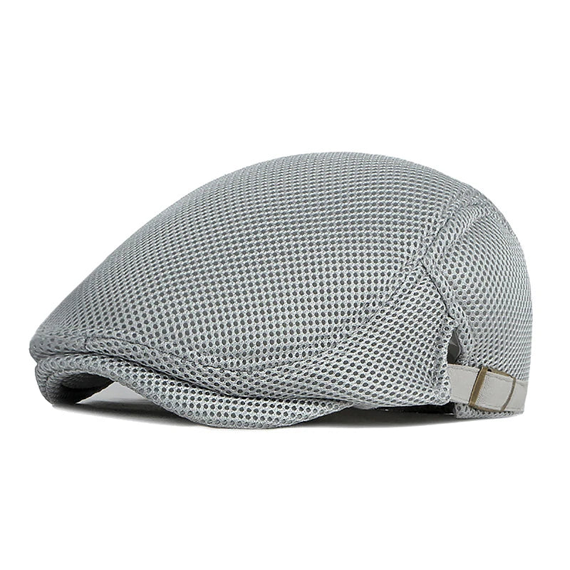 1Pc Men's Casual Hat Berets Caps For Spring Summer Autumn Flat Cap Breathable Mesh Cap Flat Peaked Beret Hats Golf Hat Vue Light gray