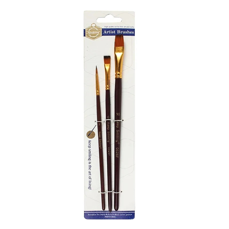 Professional Face Body Art Brush Nylon Artist Brush for Painting Acrylic Oil Watercolor Gouache Vue HS3-FLAT BROWN China Mainland