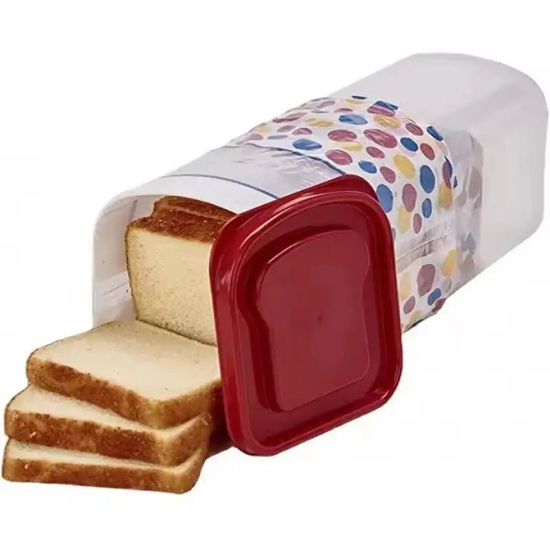 Empty Airtight Bread Box Kitchen Cabinet Plastic Food Container Toast Vue Red