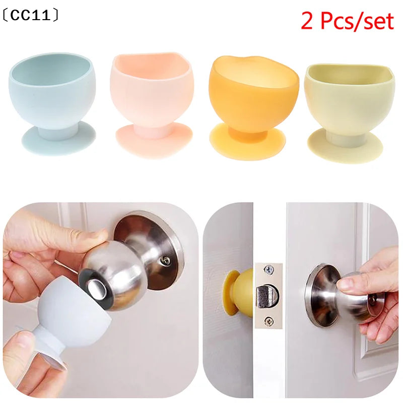 Cup Door Knob Covers Rubber Wall Protector Handle Stopper Crash