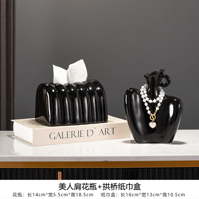 Sculptural Ceramic Lady Shoulder Vase Artistic Luxury High End Home Decor Tv Cabinet Living Room Centerpiece For Women Gift Vue A9