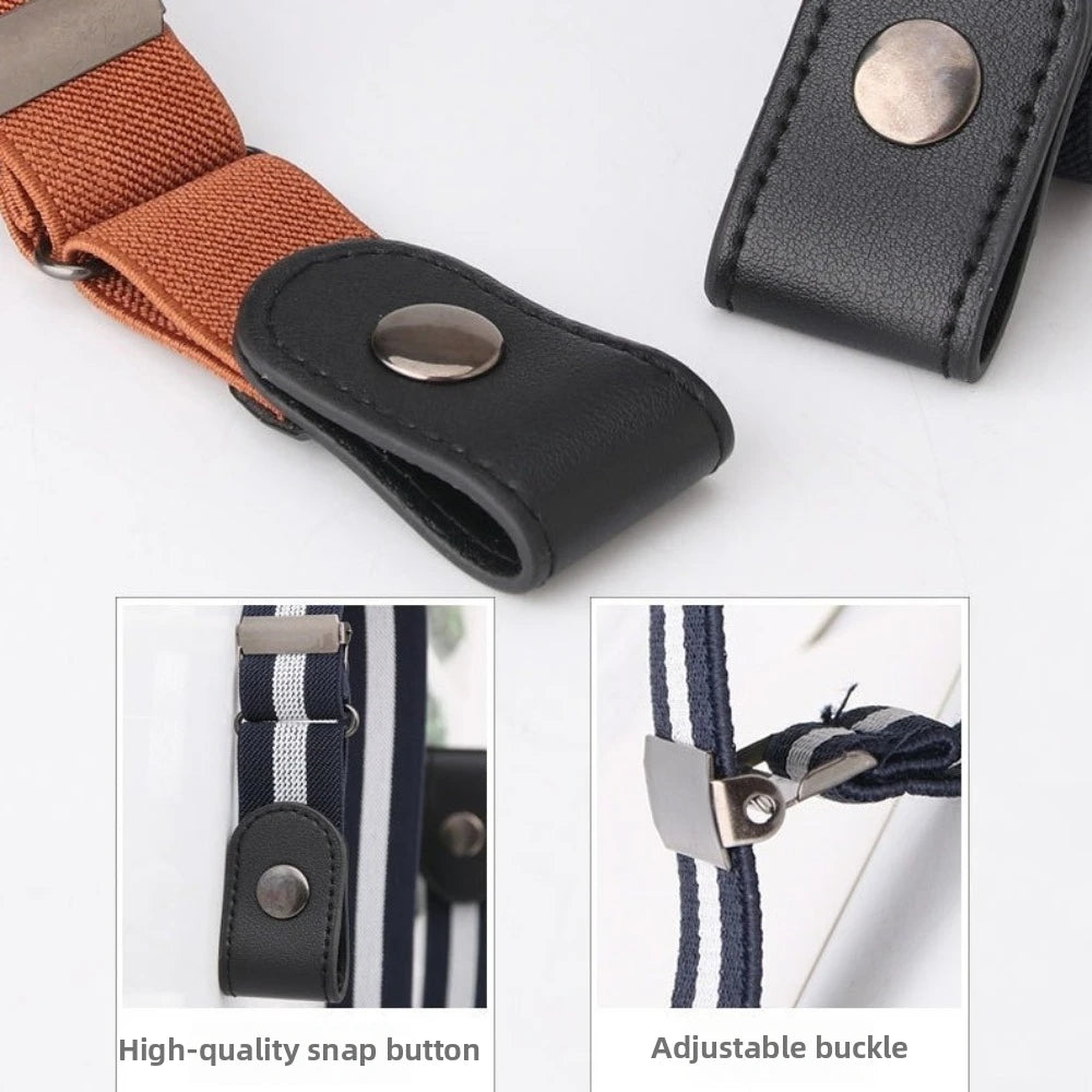 Easy Wear Invisible Belt Stretch Elastic Canvas Buckle-free Belts Vue