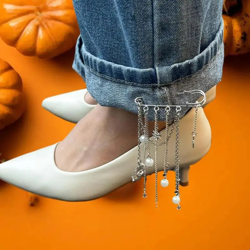 Women Fashion Tassel Brooch Pins Coat Waist Buckle Trouser Leg Decor Button Clasps Jewelry Vue