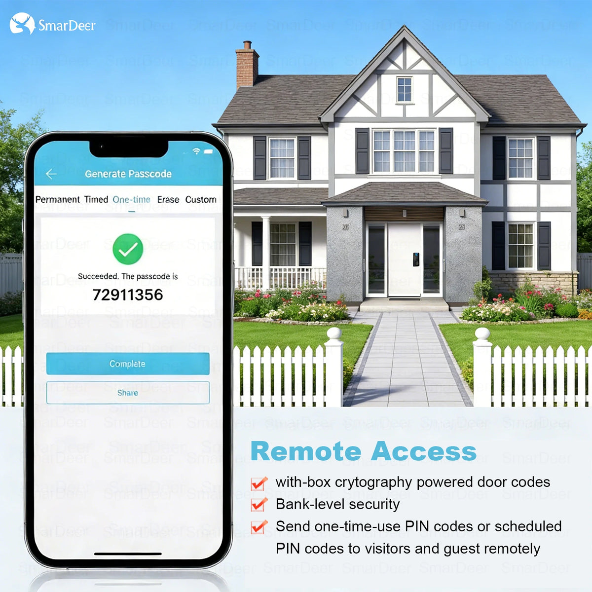 SmarDeer Electronic Lock for TTLock Smart Lock App Remote Control Keyless Entry Door Lock Fingerprint Digital Deadbolt Vue