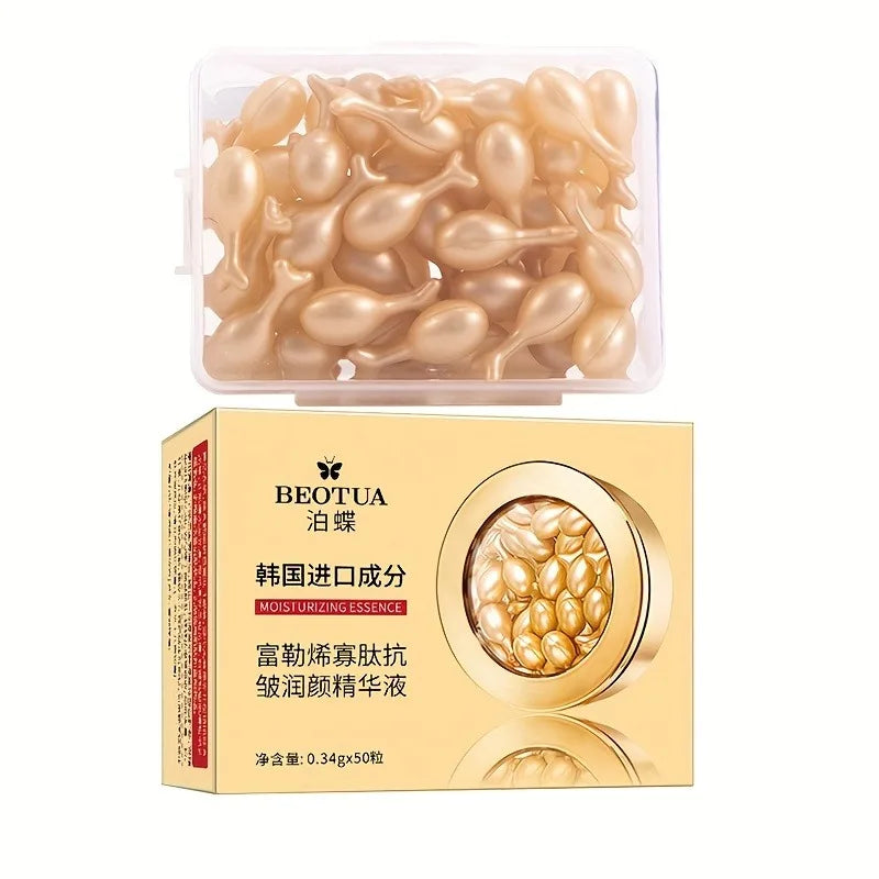 50 Capsules of Hyaluronic Acid Facial Essence/Emulsion Capsules — Unscented Moisturizing Capsule Essence, Hydrating and Moisturizing, Suitable for All Light Skin Types, Unisex Daily Light Skincare Vue 1 Box 50Pcs