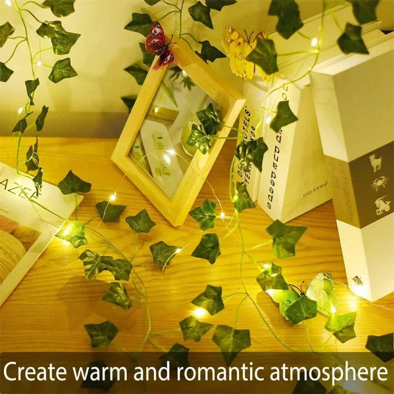 1 Pack Realistic Greenery Vines with 20 LED String Lights Indoor Outdoor Decor for New Year Wall Home Room Office Birthday Party Vue