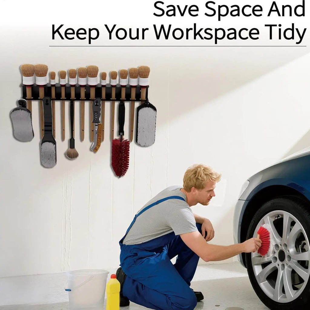 Heavy-Duty Detailing Brush Hanger Space Saving Cleaning Tool Storage with Hooks Car Wash Tool Storage for Work Garage Wash Home Vue