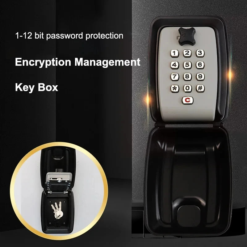Portable Hook Car Wall-Mount Key Combination Box 12 Digits Code Waterproof Anti-theft Metal Key Storage For Home Garage Office Vue