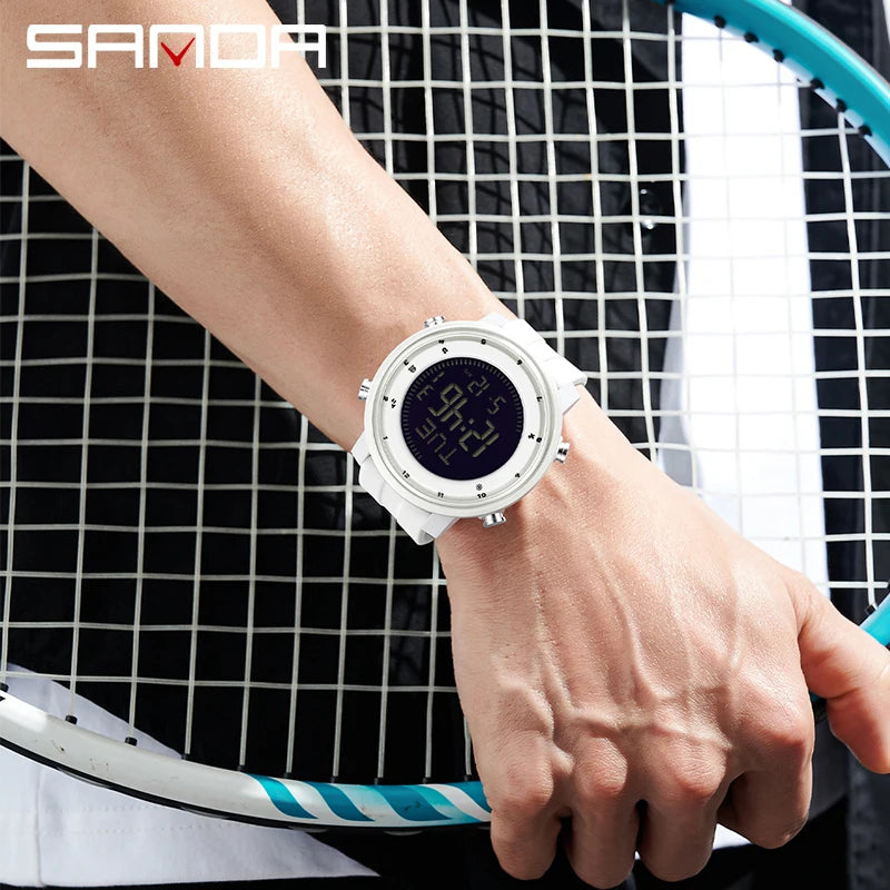 SANDA 6378 Men's Digital Sports Watch – Waterproof, Dual Time Digital Sports Watch Vue
