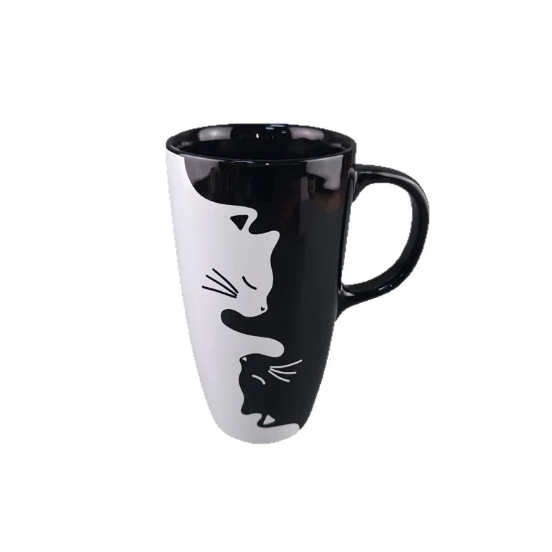 Ceramic Cat Large Capacity Mug Cute High Aesthetic Porcelain Coffee Cup For Home Office Desk Cat Lovers Gift For Women Teens Vue