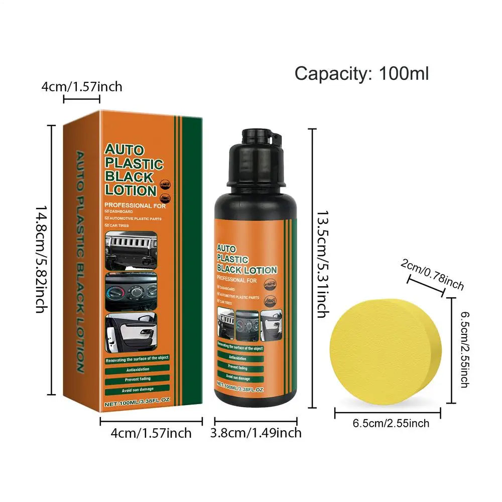 Car Black Trim Restorer 100ml Interior Detailing Dressing Auto Black Trim Restorer for Sedan SUV Truck Dashboard Door Panel Vue 100ml