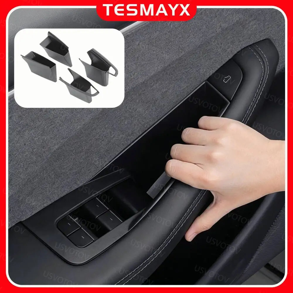For 2026 2025 Tesla Model Y Juniper Model 3 YL Door Handle Storage Box Interior Accessories Door Handle Organizer Phone Holder Vue