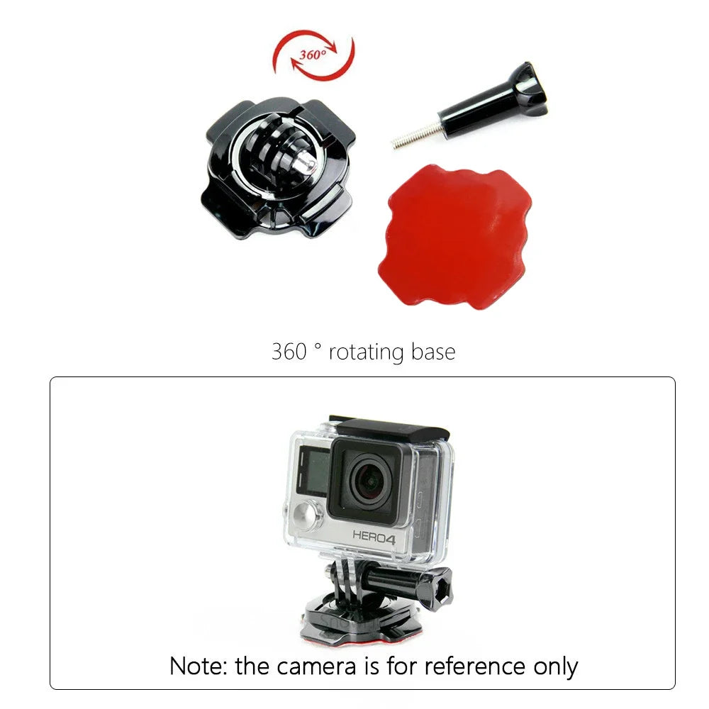 360 Degree Rotating Helmet Mount With 3M Adhesive Sticker For Gopro Hero 10/9/8/7/6/5 Xiaomi Yi Action Camera Accessories Vue