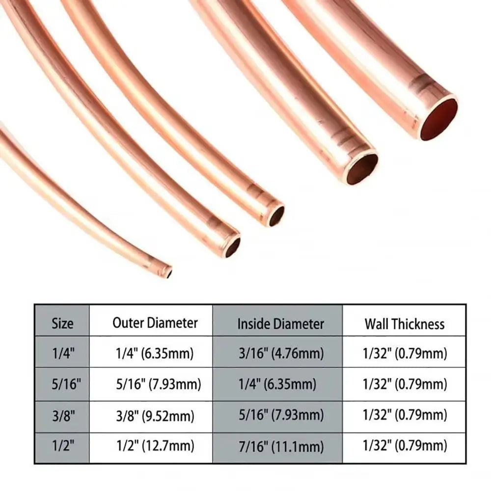 Durable 1 Meter Copper Tube Coil 99 9 Pure Soft T2 OD 2- ID 1- Wire Vue