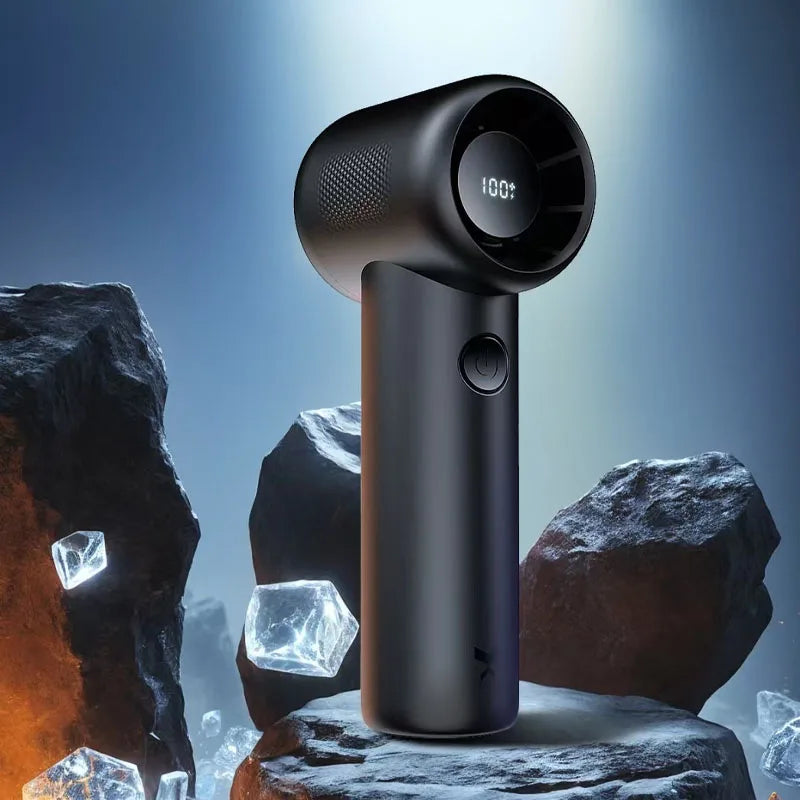 Mini Handheld Fan Portable USB Rechargeable with LED Display Powerful Cooling Breeze Heatstroke Relief for Outdoor Sports Office Vue Black