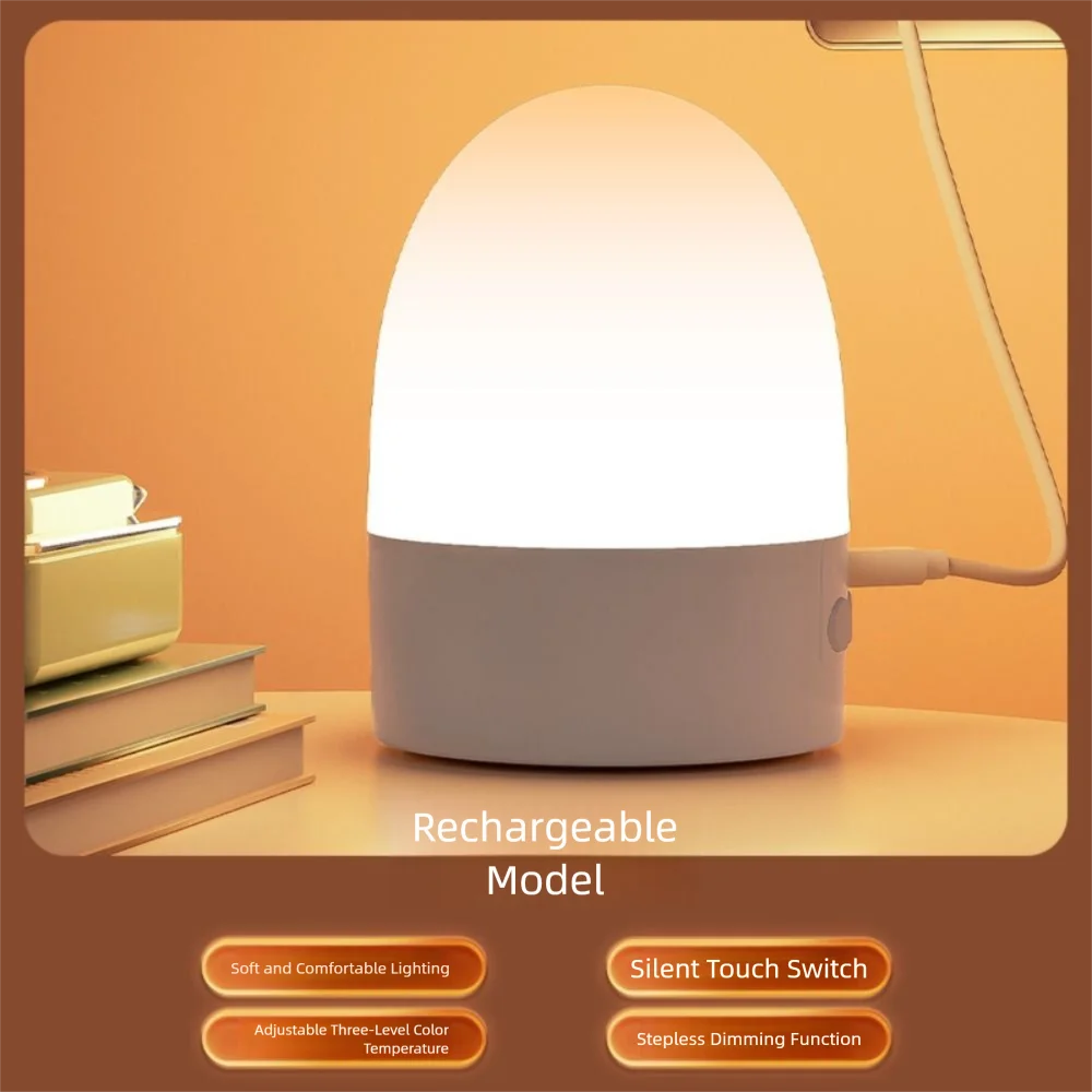 3 Color Touch Night Light Eye Protection Timer Function Bedroom Bedside Lamp Remote Control with Digital Clock Sleeping Lamp Vue