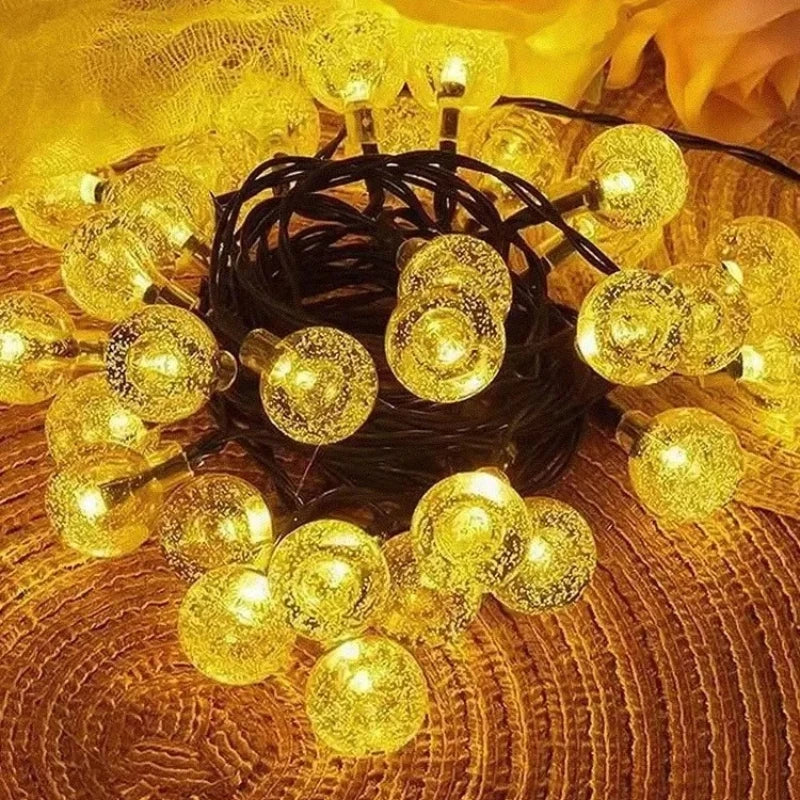 Solar Bubble Balls Lamp String Lights Outdoor Water Drops Outdoor Waterproof Orb Christmas Lights Patio Holiday Party Vue