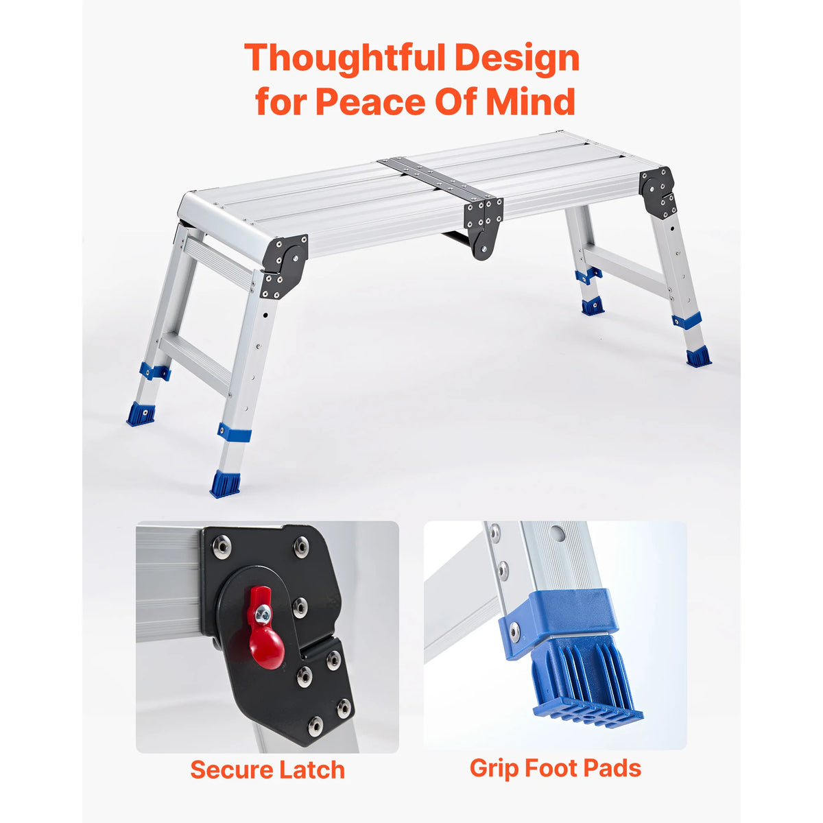 Folding Aluminum Work Platform Step Stool 500 lbs Adjustable Height Folding Work Platform Vue