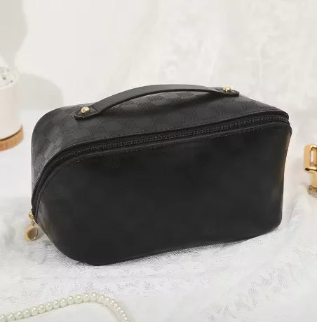 Makeup Organizer Female Toiletry Kit Bag PU Leather Portable Travel Toiletry Bag Women Cosmetic Bag Toiletries Organizer Vue Diamond black CN