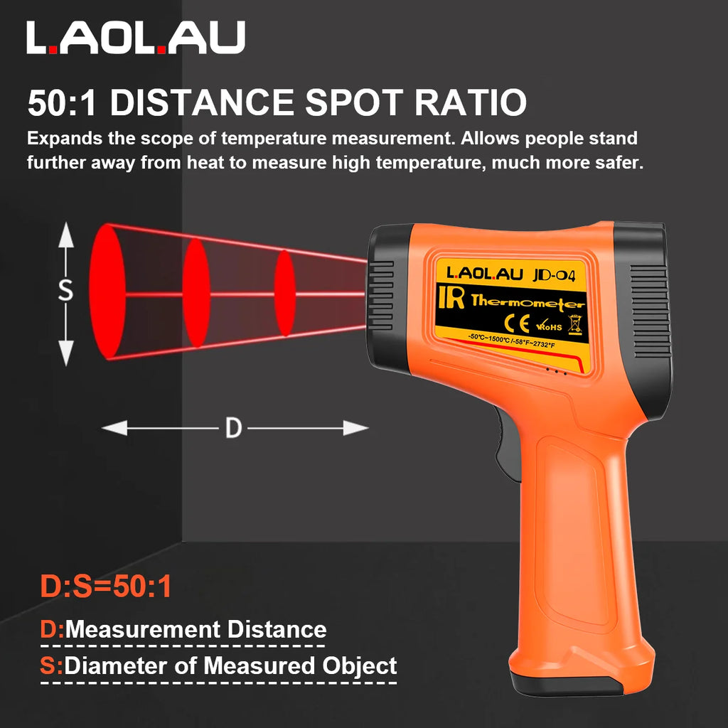 Industrial Infrared Thermometer -58℉~2732℉ Professional Temperature Measure Tool DATA Storage 50:1 AVG DIF Non-Contact Temp GUN Vue